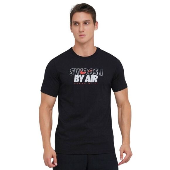 Nike Air Mens Tee Sz M Black Swoosh By Air Together We Fly Sportswear T-Shirt - Picture 1 of 6